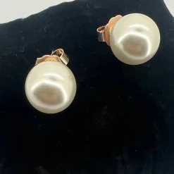 Sale Glass Pearl Stud Earrings - Pearl - AD22 Jewellery