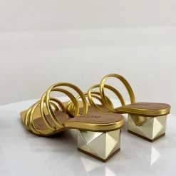 Clearance Gold Double Strap Heel - BZ7 Wedding Shoes