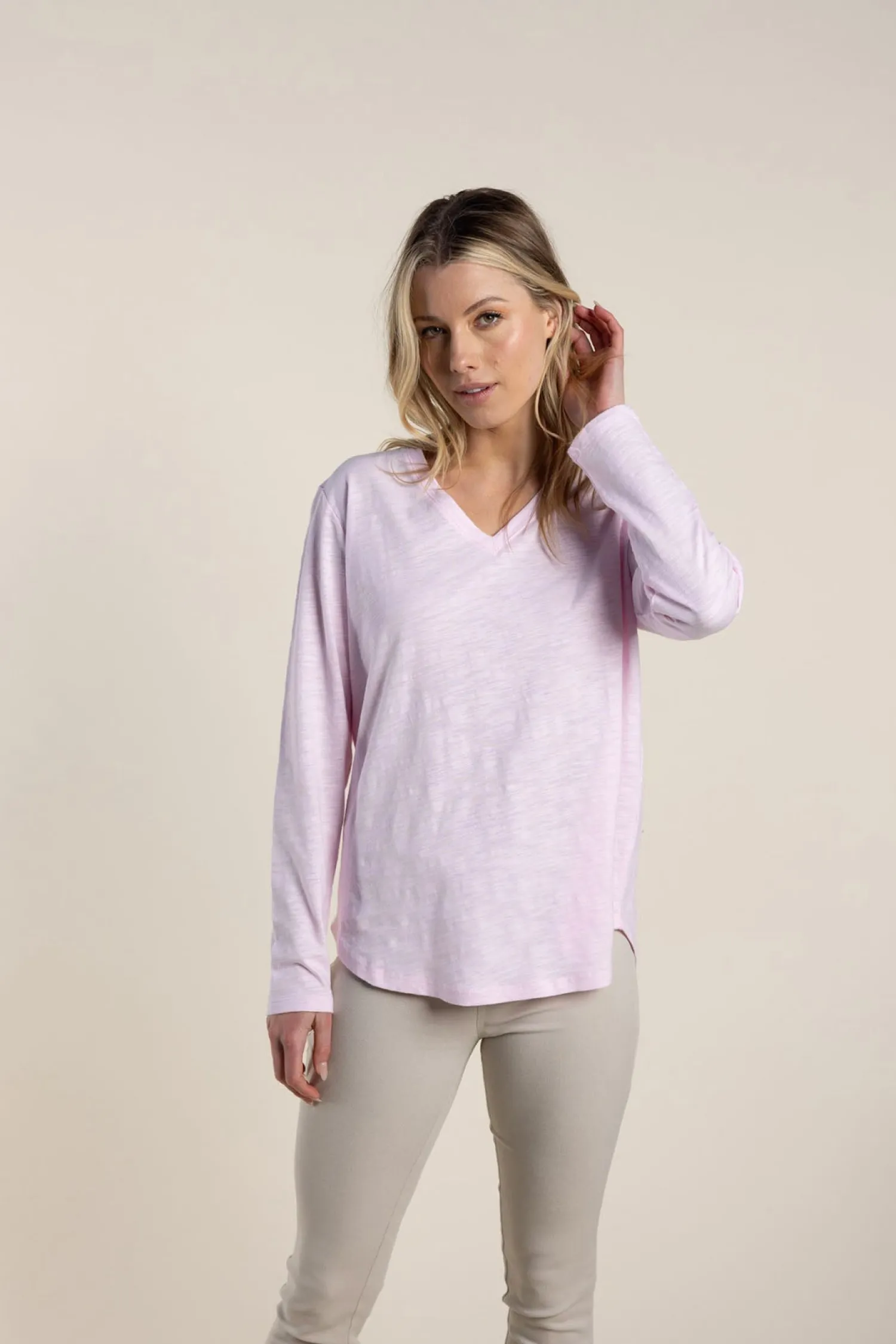 Best Halli Long Sleeve Tee - Pale Pink- TT39 Shirts & Tops