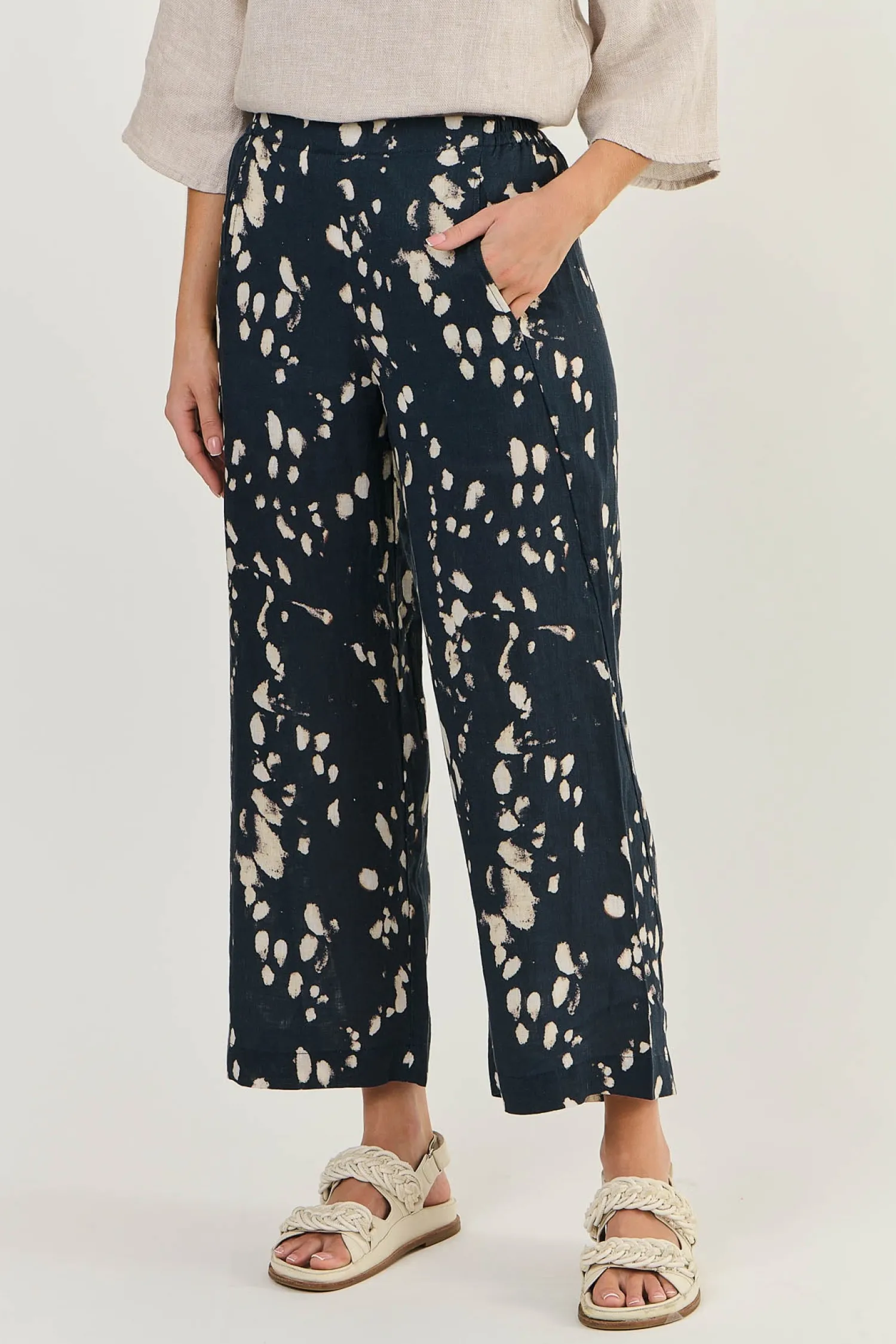 Online Hayley Pant - Universe - OJ10 Linen Lovers|Ladies Pants