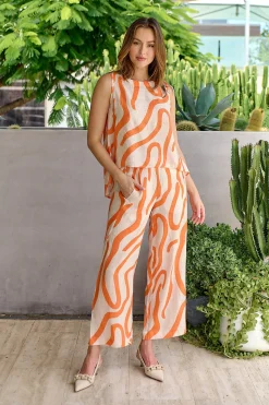 Sale Hayley Pant -Tamarind - OJ10 Linen Lovers|Ladies Pants