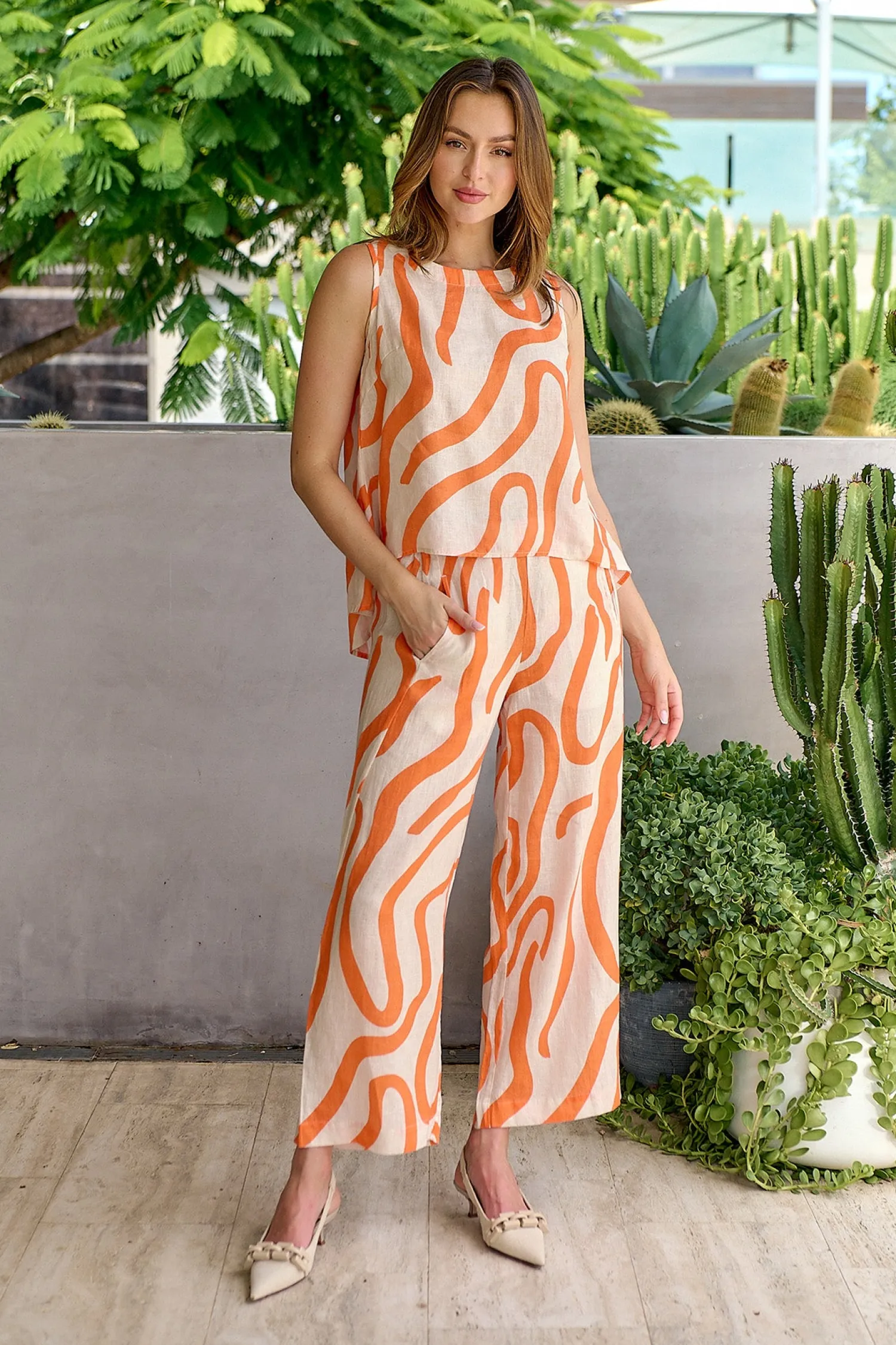 Sale Hayley Pant -Tamarind - OJ10 Linen Lovers|Ladies Pants