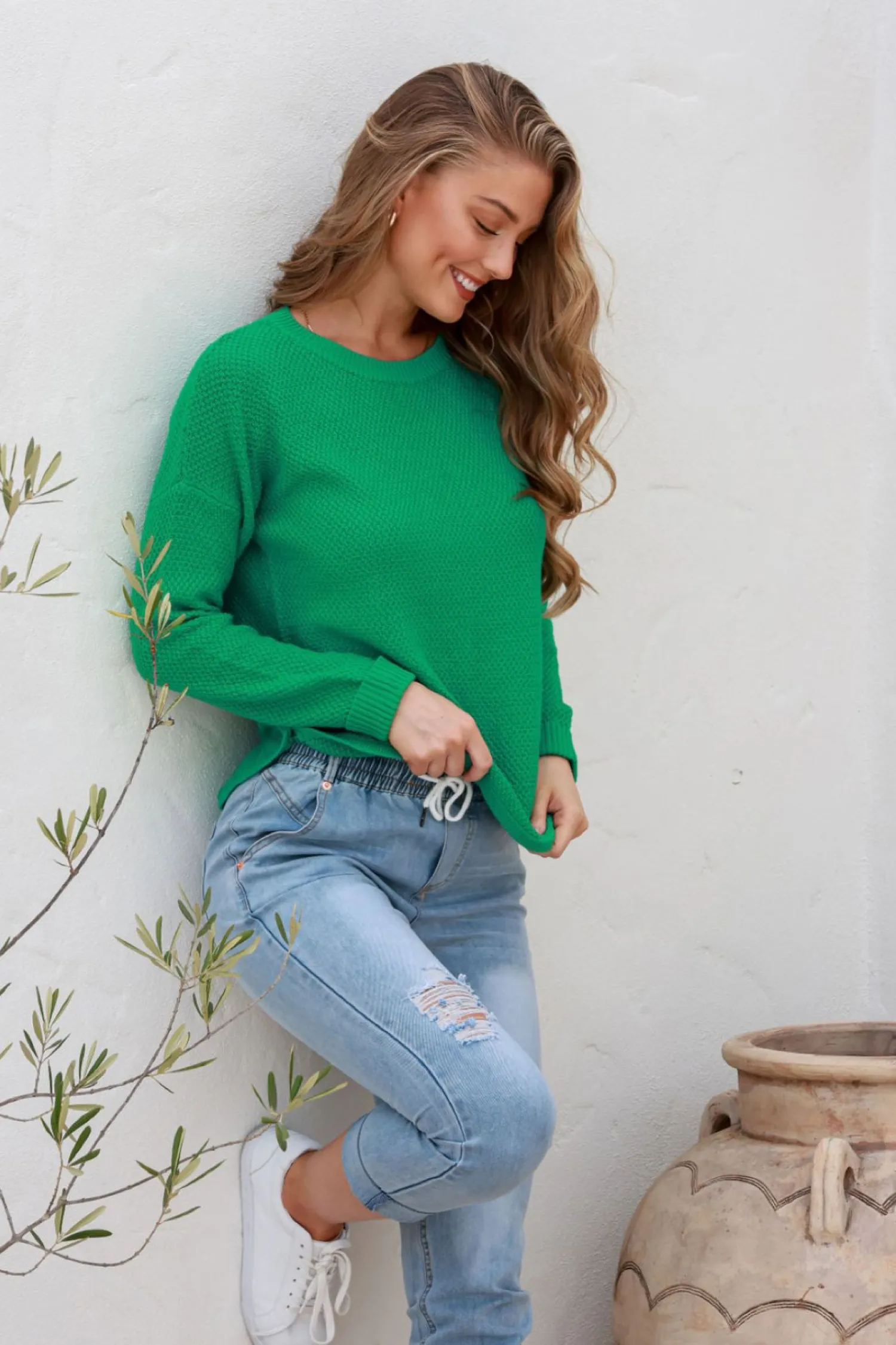 Sale I'm Famous Zip Knit - Green - SN15 Jumpers & Knitwear
