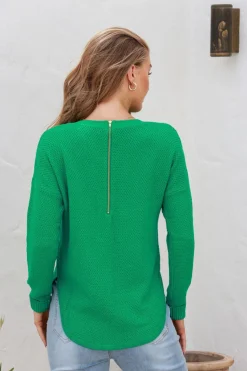 Sale I'm Famous Zip Knit - Green - SN15 Jumpers & Knitwear