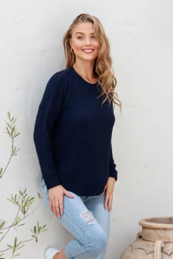 Sale I'm Famous Zip Knit - Navy - SN15 Jumpers & Knitwear