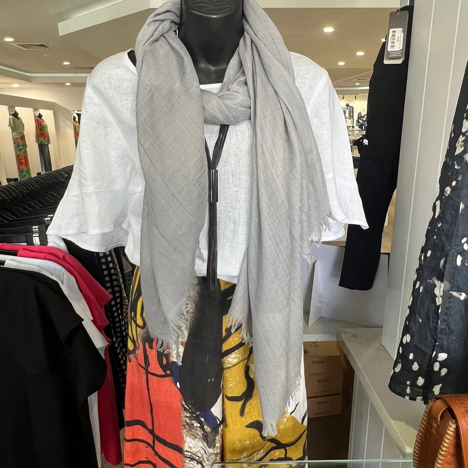 Hot Ivy Light Weight Scarf - Grey- AD21 Scarves & Wraps
