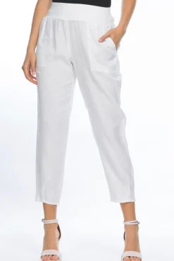 New Jersey Waist Linen Pants - White - GS3 Linen Lovers|Ladies Pants
