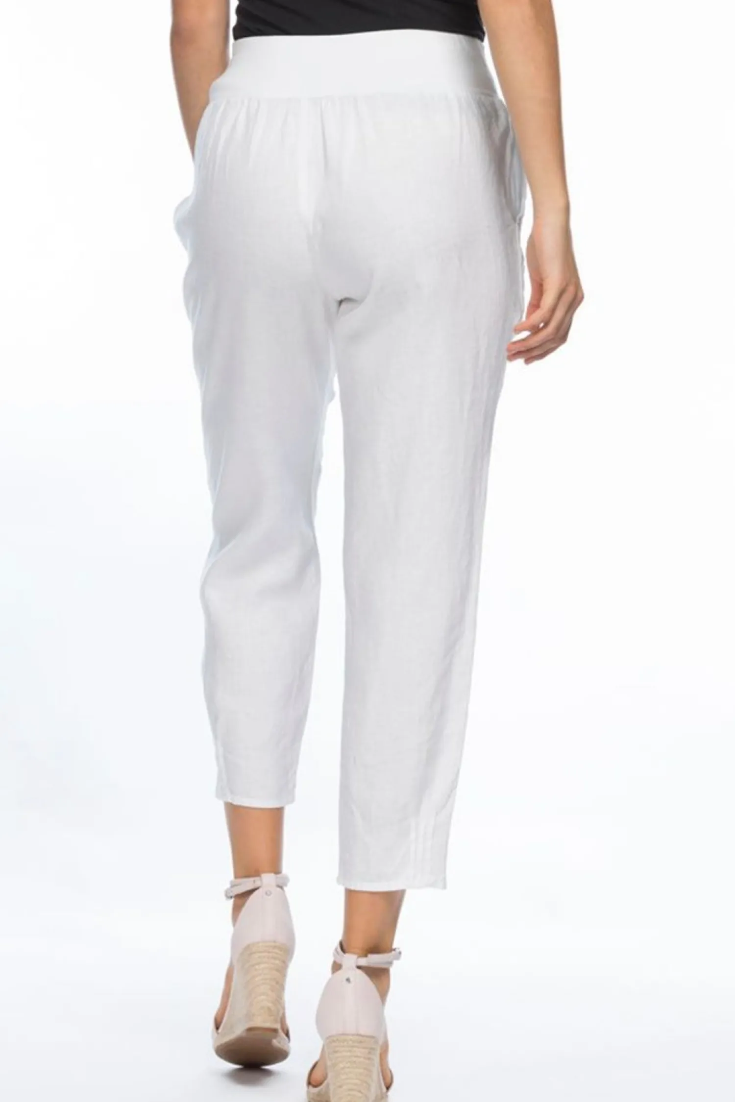 New Jersey Waist Linen Pants - White - GS3 Linen Lovers|Ladies Pants