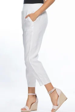 New Jersey Waist Linen Pants - White - GS3 Linen Lovers|Ladies Pants