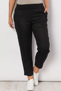 Best Jersey Waist Linen Pants - Black - GS3 Linen Lovers|Ladies Pants