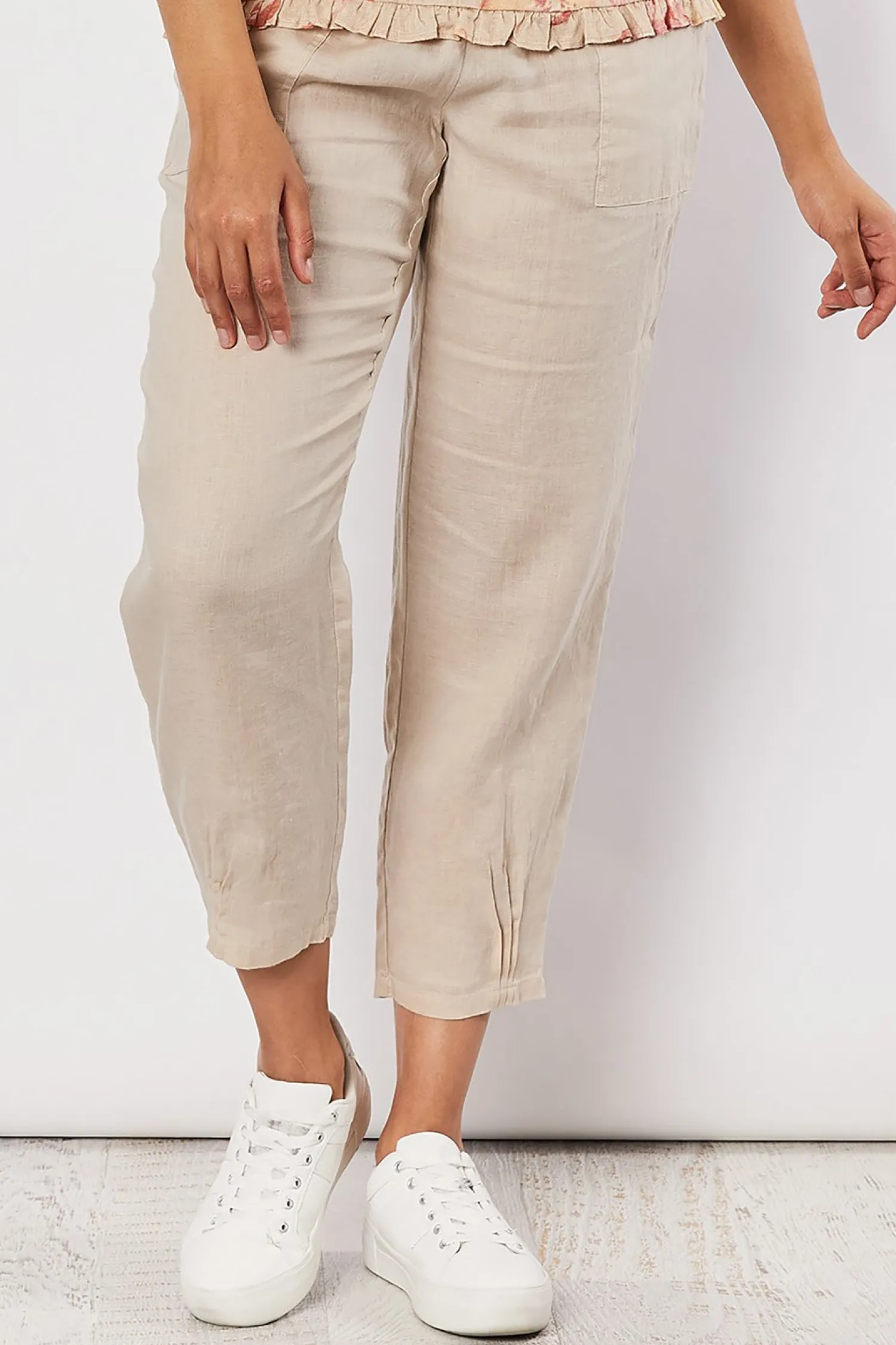 Discount Jersey Waist Linen Pants - Natural - GS3 Ladies Pants|Linen Lovers