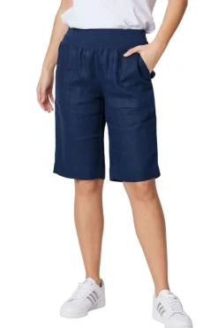 Discount Jersey Waist Linen Shorts - Navy - GS8 Linen Lovers|Shorts