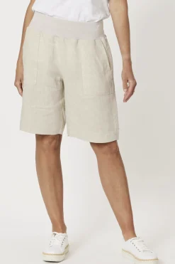 Hot Jersey Waist Linen Shorts - Natural - GS8 Shorts