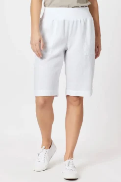 Online Jersey Waist Linen Shorts - White - GS8 Shorts