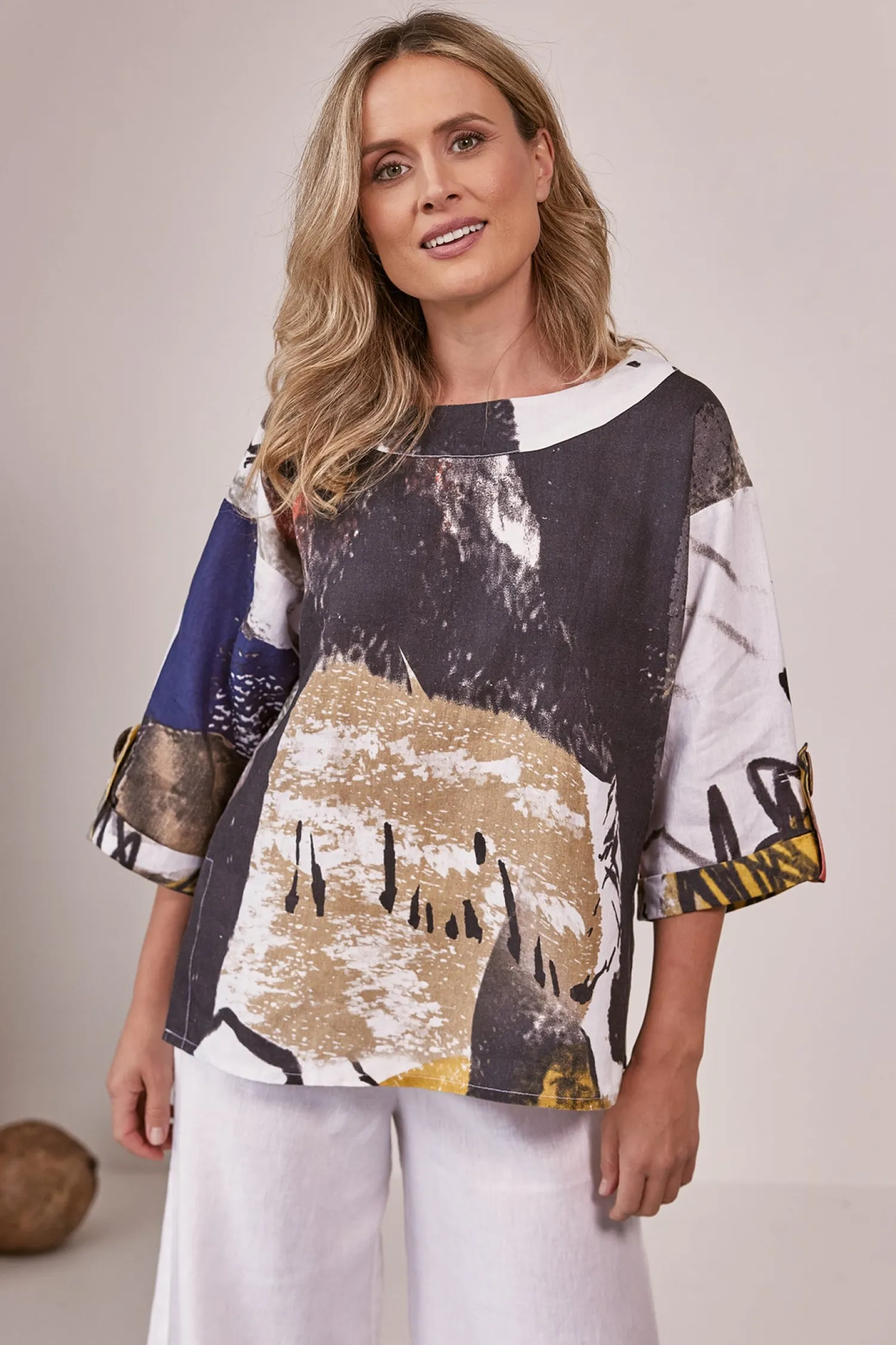 Best Kabuki 3/4 Sleeve Top - Print - SS14 Linen Lovers|Shirts & Tops