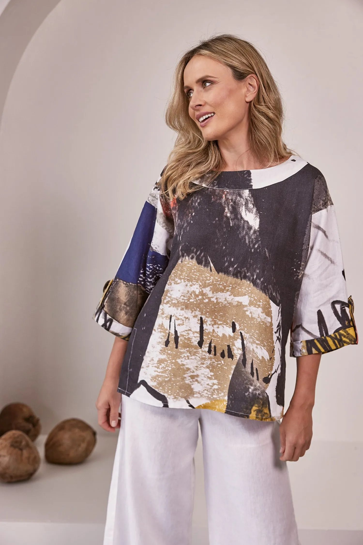 Best Kabuki 3/4 Sleeve Top - Print - SS14 Linen Lovers|Shirts & Tops
