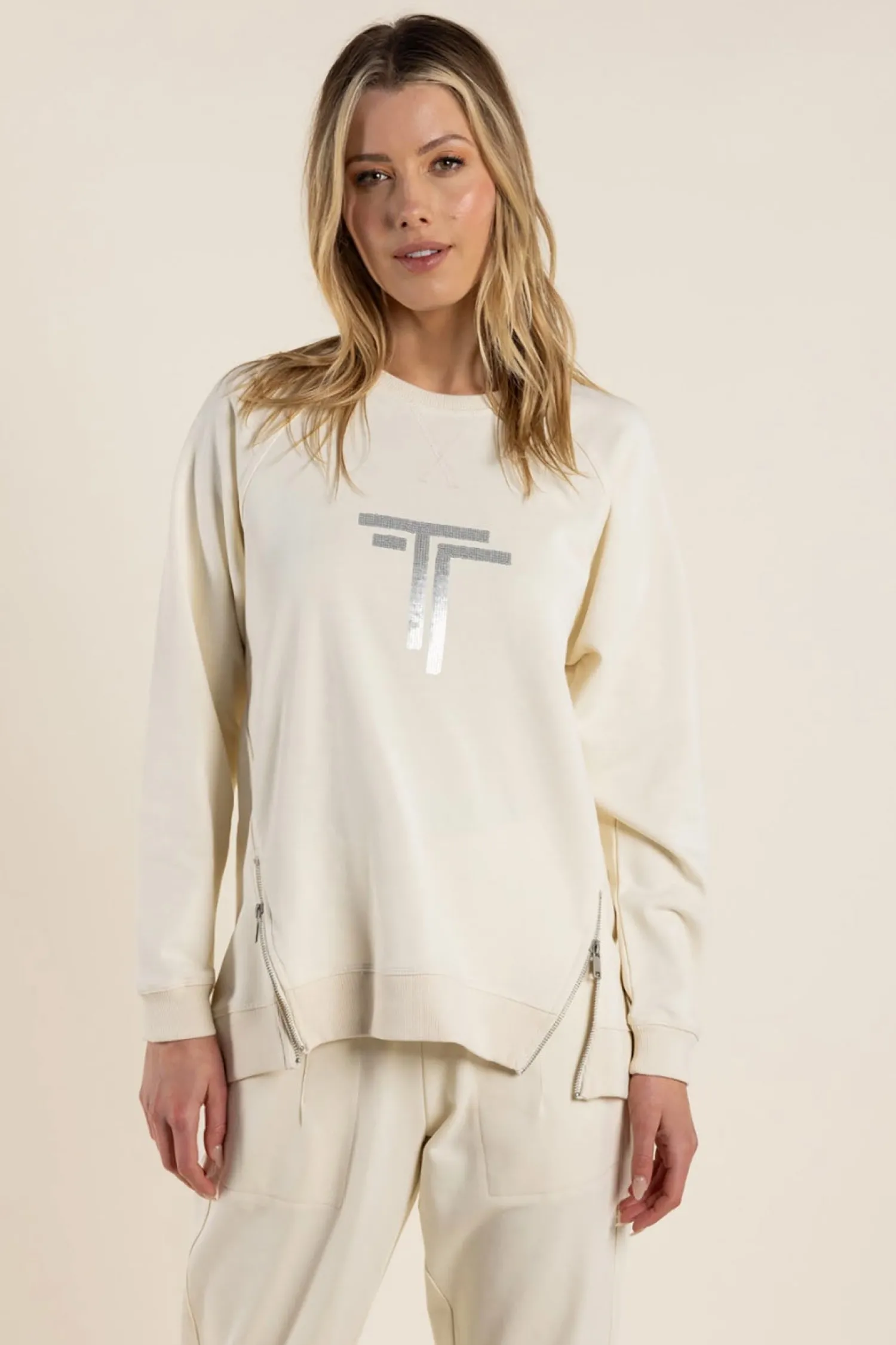 New Katarina Zip Sweater - Ivory - TT38 Jumpers & Knitwear