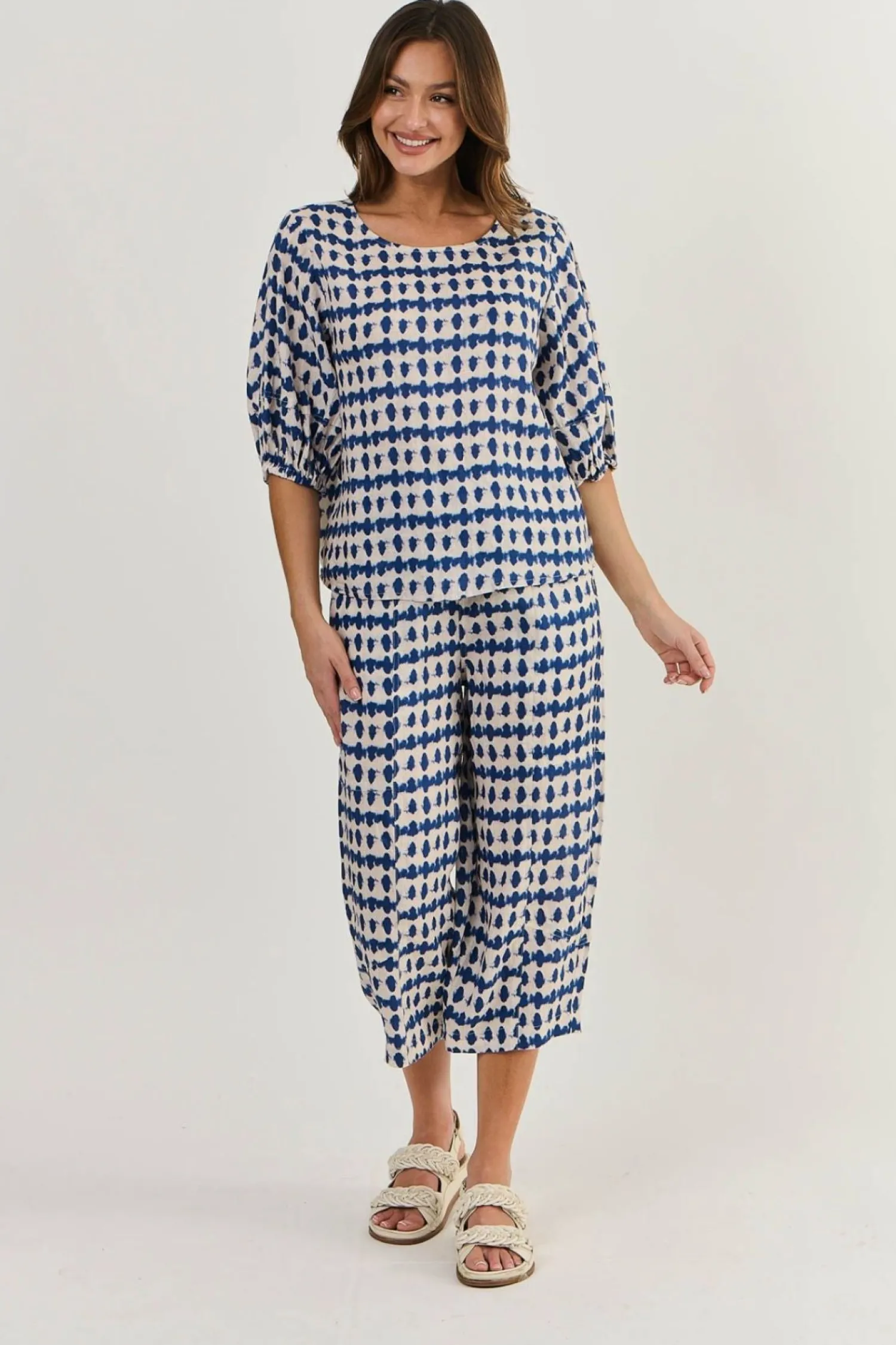 Best Kyleigh Crop Linen Pant - Delta Blot - OJ32 Ladies Pants