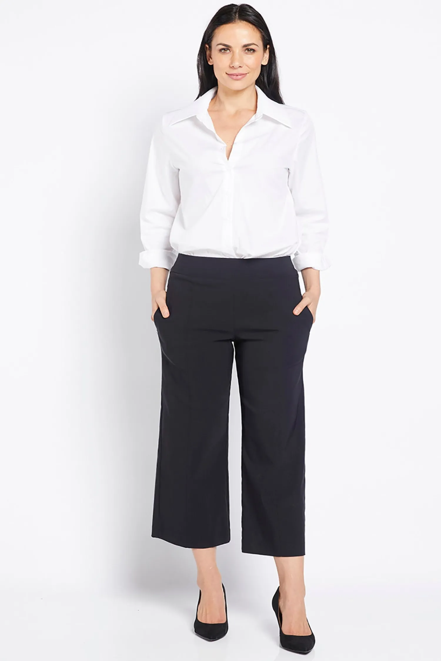 Hot Larrie Bengaline Culotte Pant - Black - PH25 Ladies Pants