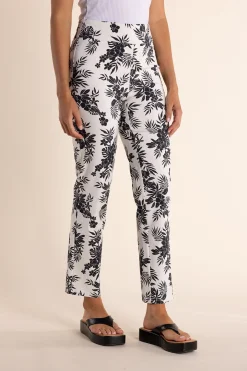 New Leaf Print Pant - Black/White - TT24 Ladies Pants