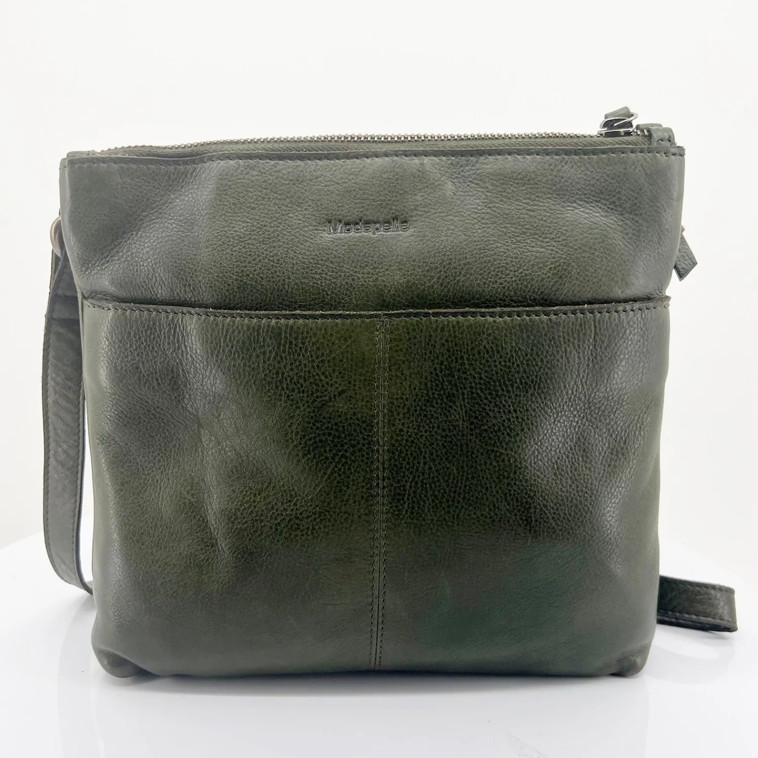 New Leonie Leather Cross Bag - Olive - ML23 Handbags