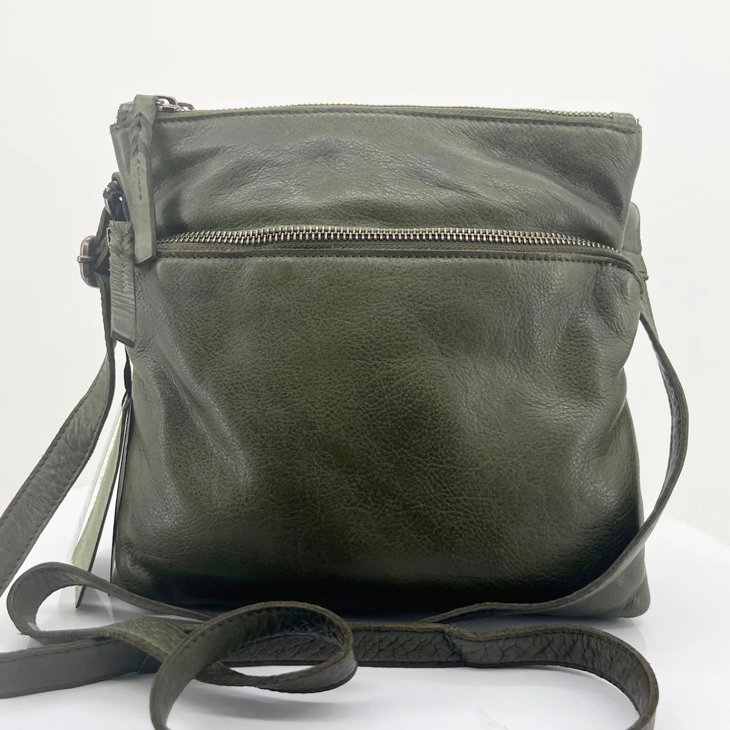 New Leonie Leather Cross Bag - Olive - ML23 Handbags