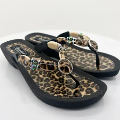 New Leopard Thong - Black - GC3 Wedges|Sandals