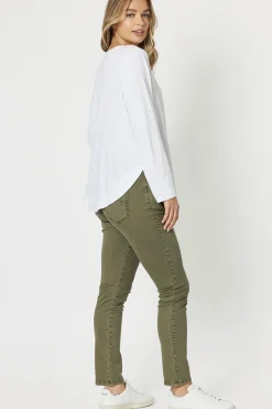Lily Pull On Slim leg Jeans - Khaki - TZ17 Women Women's Jeans