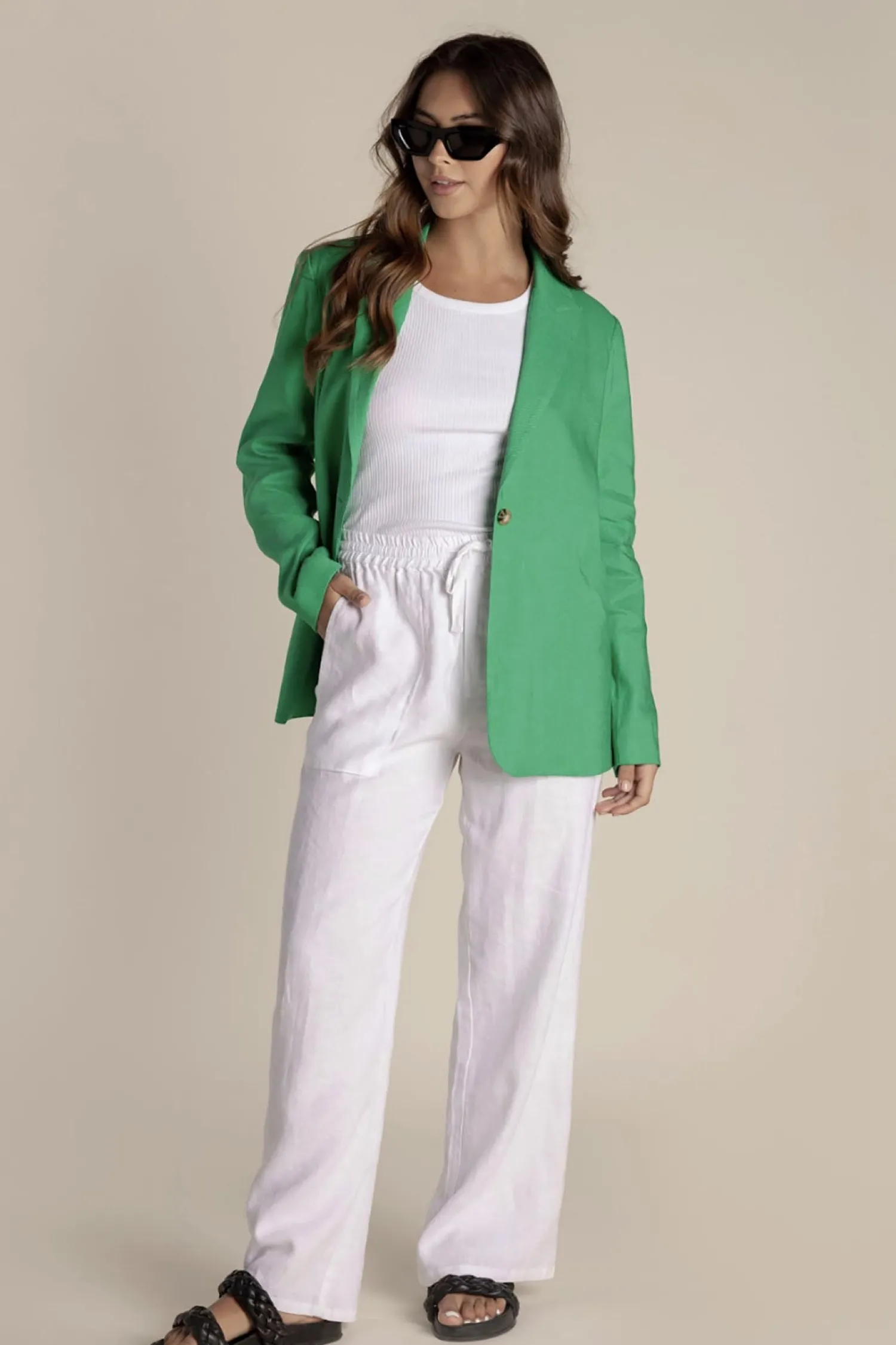 Discount Linen Blazer - Sea Green - TT10 Linen Lovers|Coats & Jackets