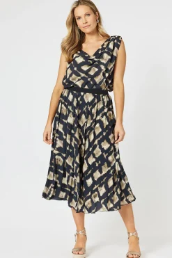 Best Marrakesh Pleat Skirt - Navy/Stone - HV32 Skirts