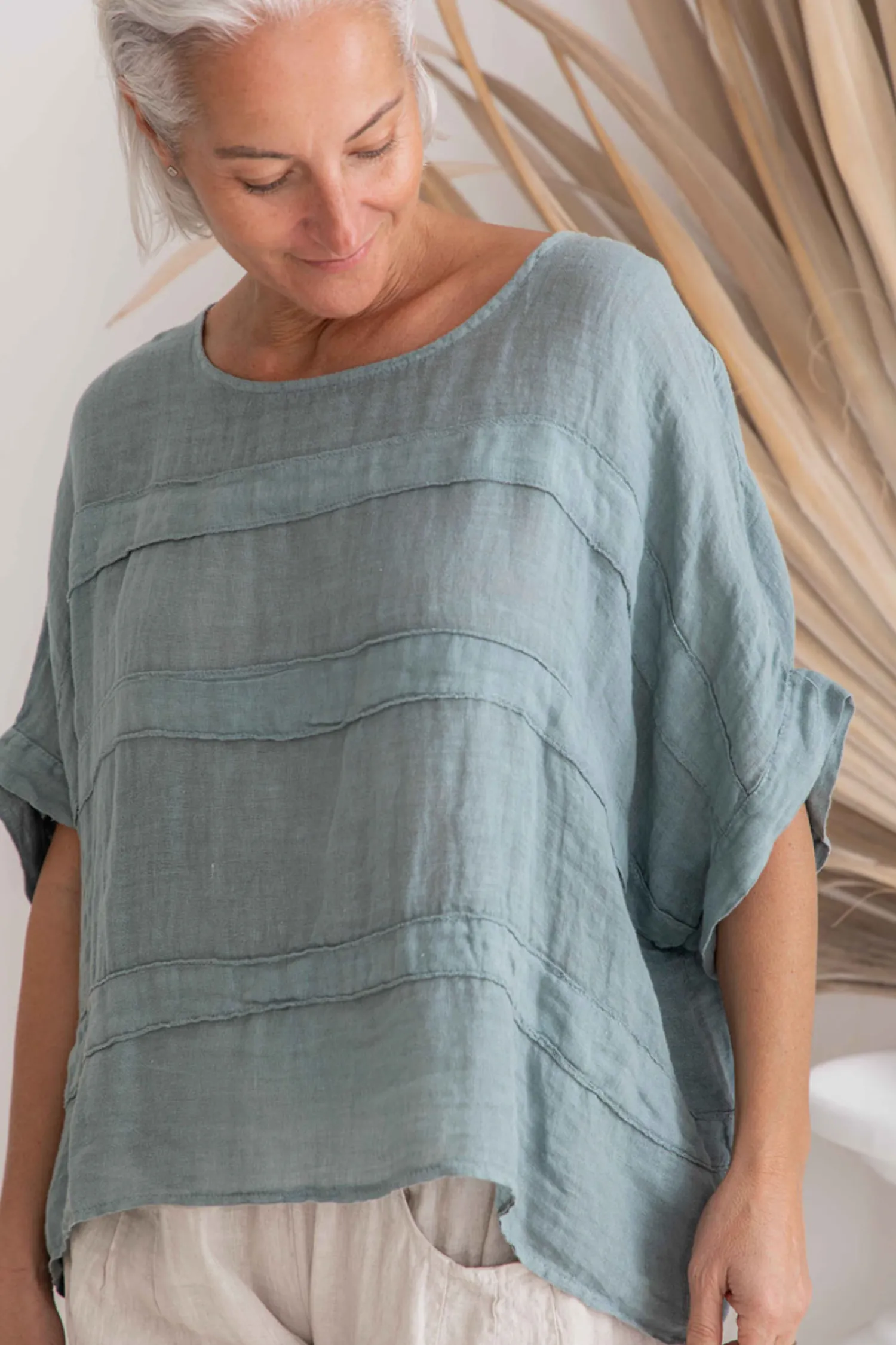 Discount Melfi Linen Top - Blue - IC47 Linen Lovers|Shirts & Tops