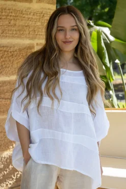 Discount Melfi Linen Top - White - IC47 Linen Lovers|Shirts & Tops