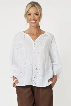Clearance Mila Lace Top - White - GS7 Shirts & Tops