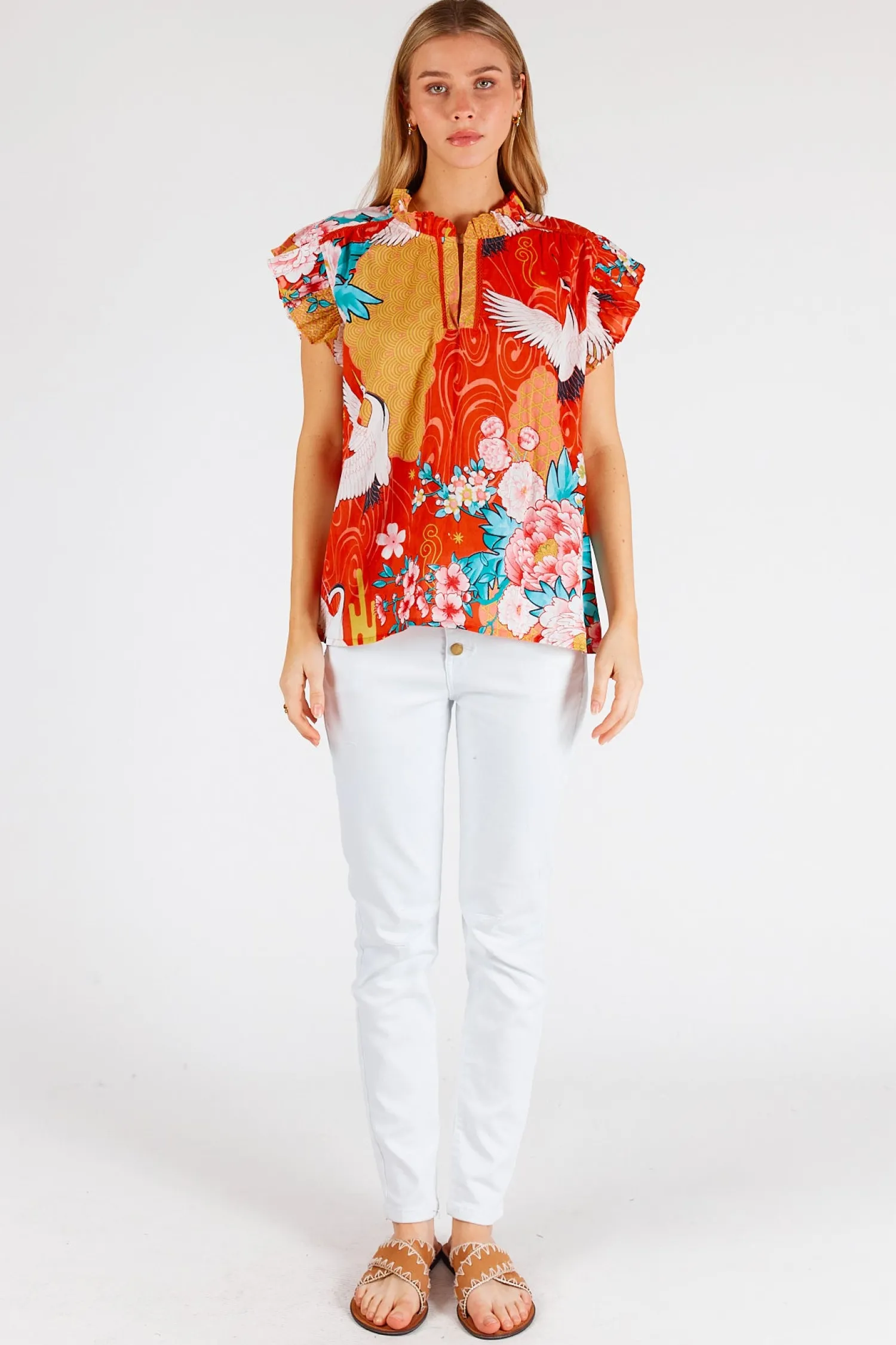 Hot Mitzuki Ruffle Top - Red - LL41 Shirts & Tops