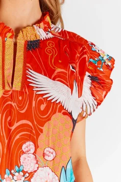 Hot Mitzuki Ruffle Top - Red - LL41 Shirts & Tops