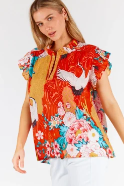 Hot Mitzuki Ruffle Top - Red - LL41 Shirts & Tops