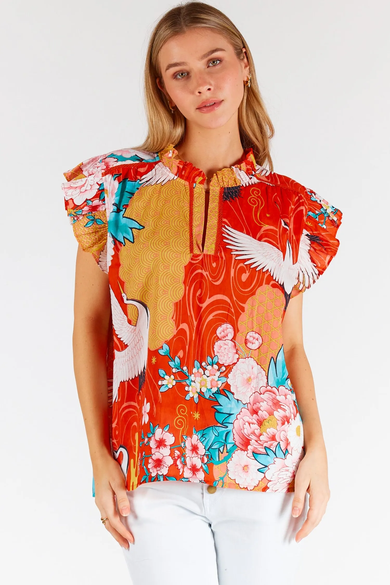Hot Mitzuki Ruffle Top - Red - LL41 Shirts & Tops