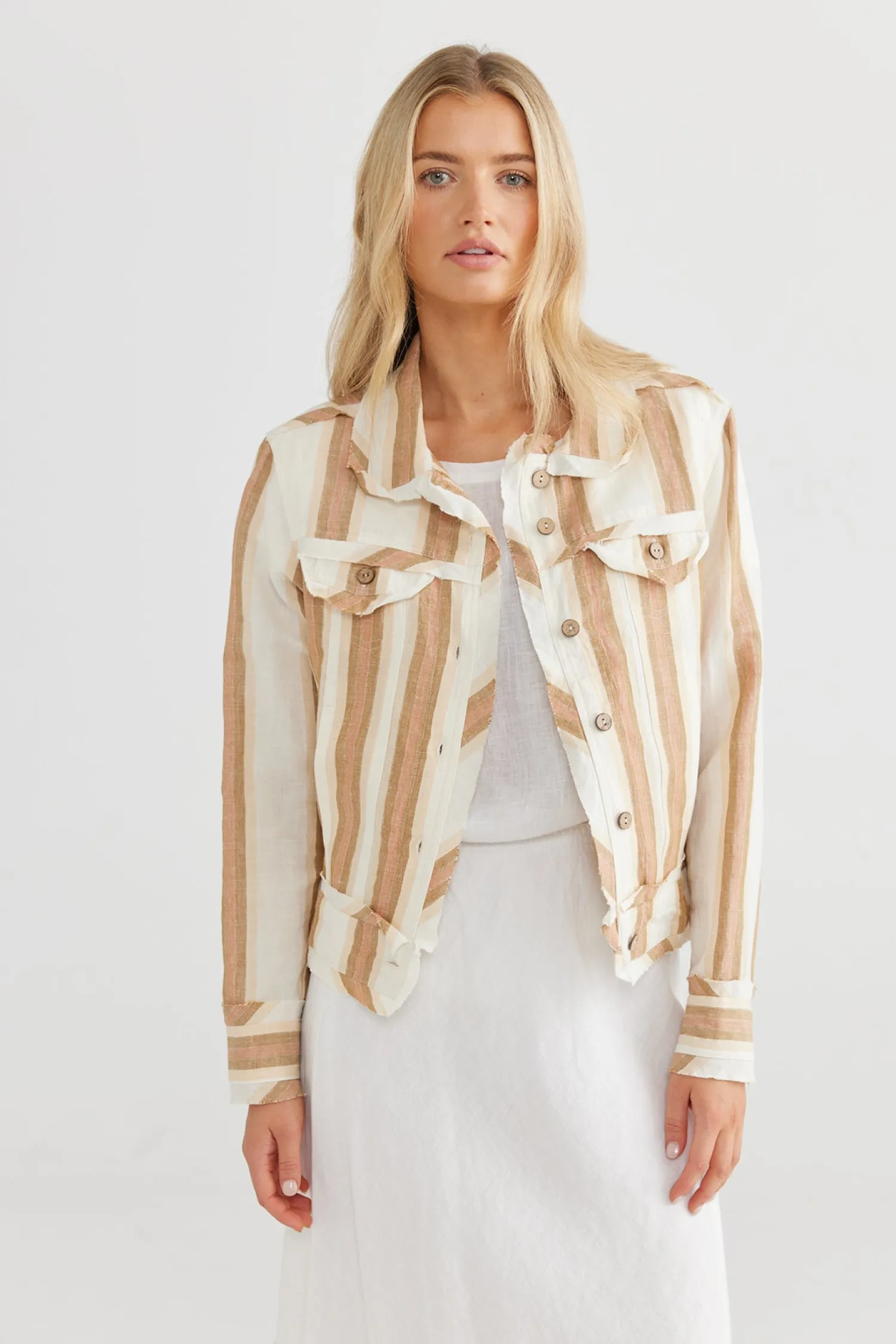 Clearance Monza Jacket - Fez Stripe - TS1 Linen Lovers