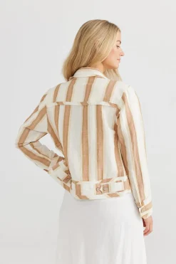 Clearance Monza Jacket - Fez Stripe - TS1 Linen Lovers