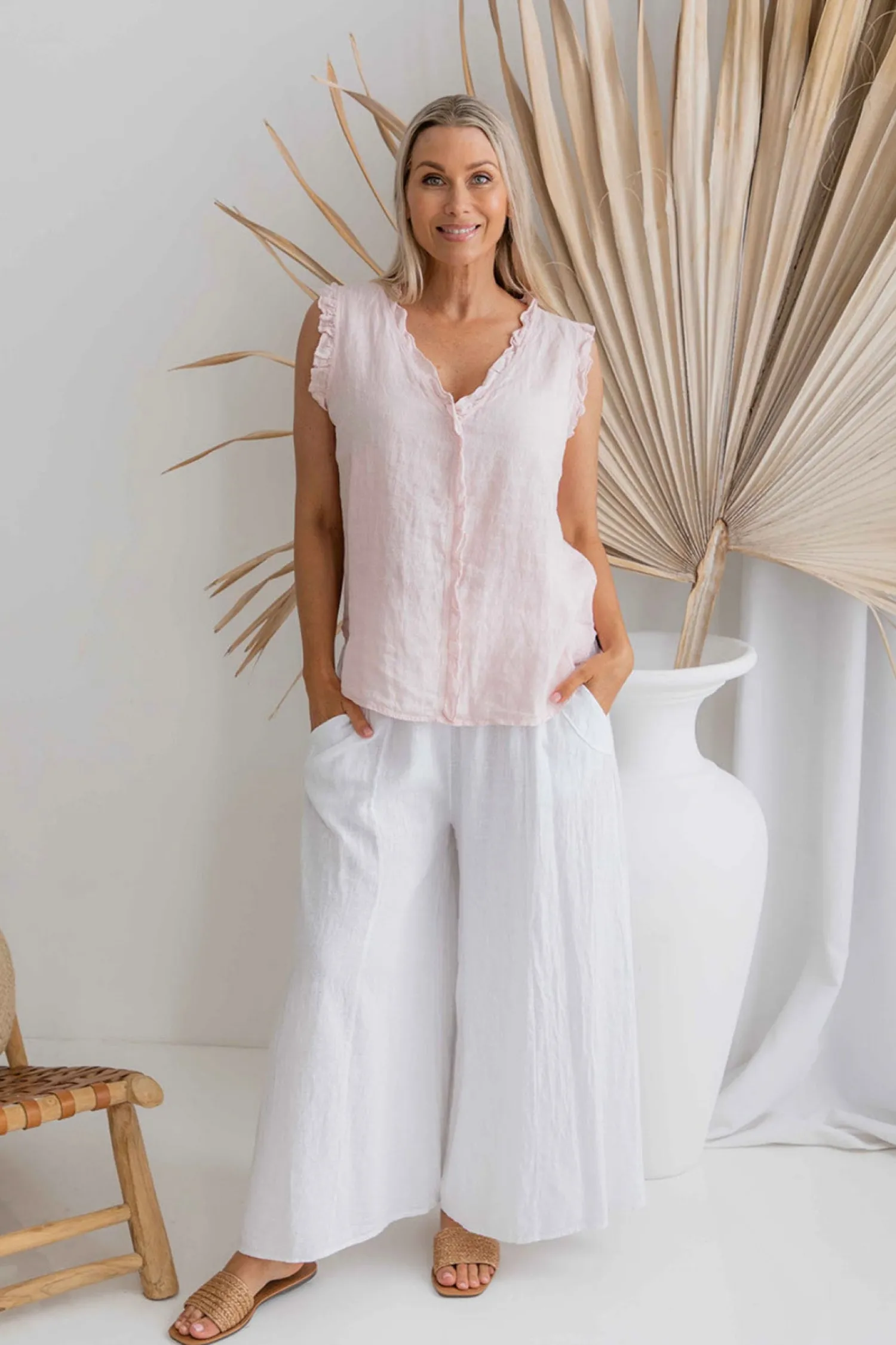 Sale Noci Top - Blush - IC36 Linen Lovers|Shirts & Tops