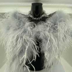 Online Ostrich Feather Shrug | Light Grey | FI2 Feather Wraps
