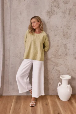 Clearance Palazzo Pants - White - SS7 Linen Lovers|Ladies Pants