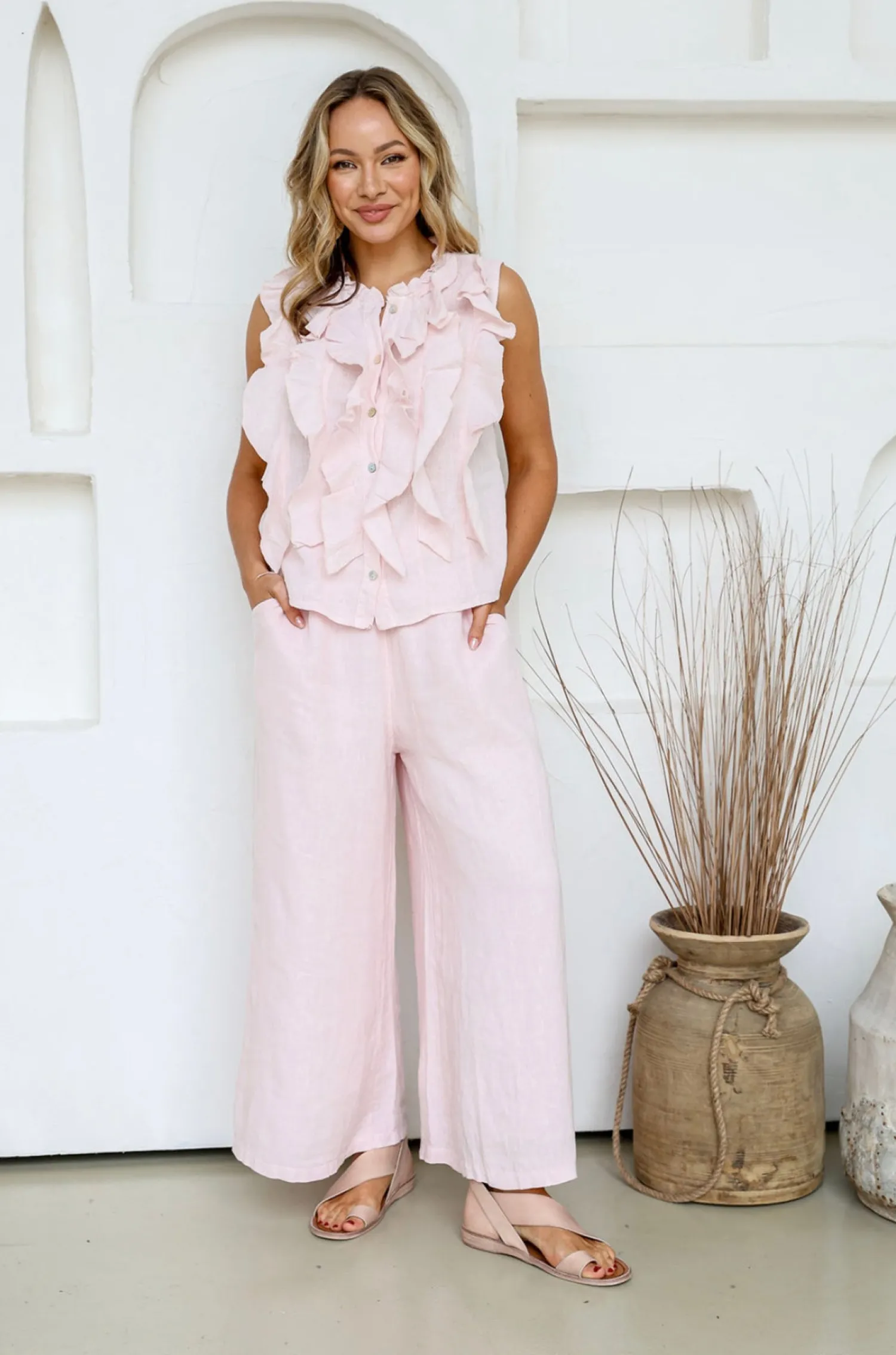 Best Parigi Linen Top - Blush - FA31 Linen Lovers|Shirts & Tops