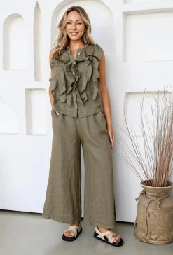Hot Parigi Linen Top - Slate - FA31 Linen Lovers|Shirts & Tops
