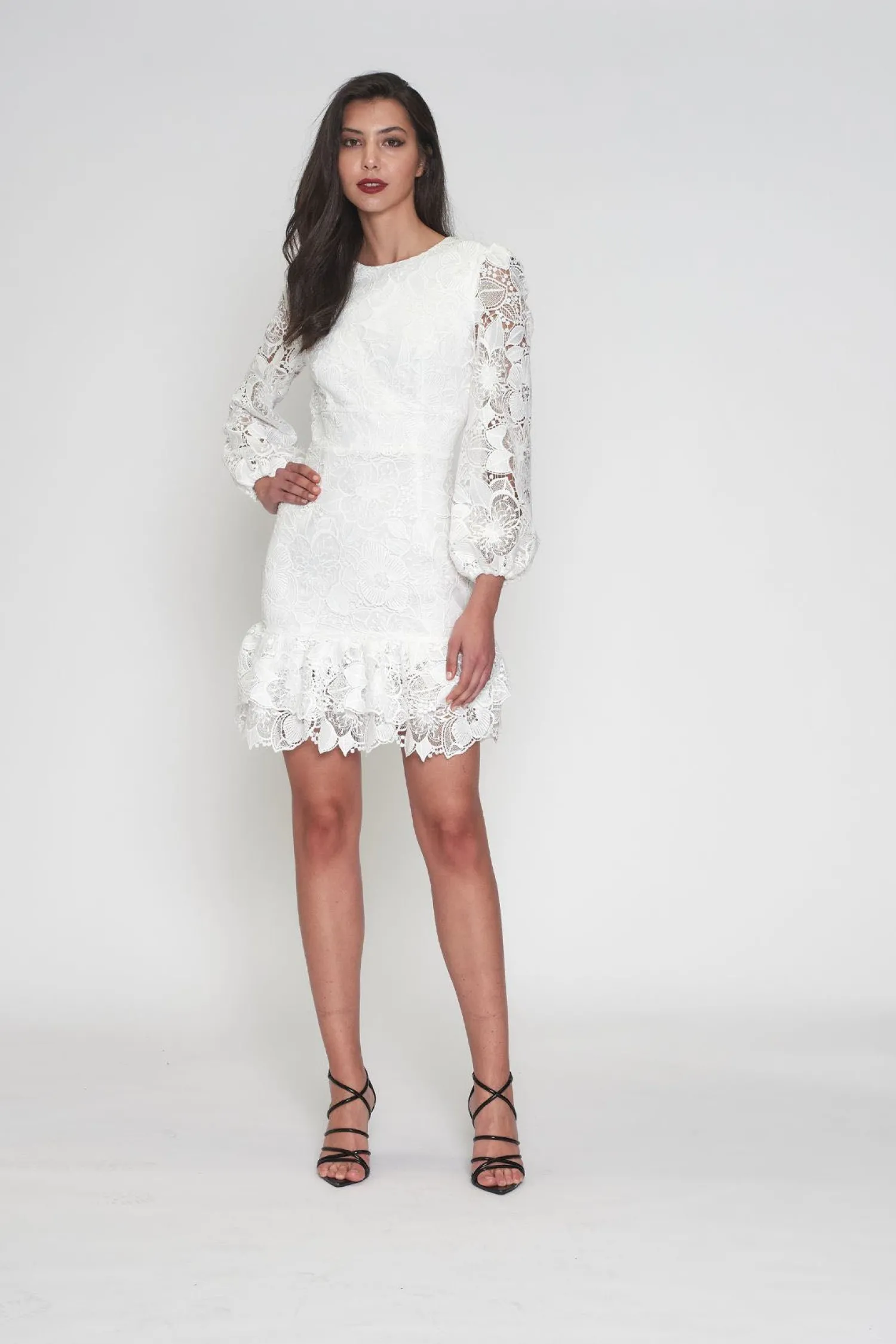 Discount Paris Puff Sleeve Dress - White - ROM43 Weddings & Events|Dresses