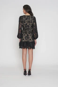 Discount Paris Puff Sleeve Dress - Black/Nude - ROM43 Weddings & Events|Dresses
