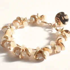 Pearl Bead Wreath Front Earrings - Gold - AD4 Jewellery