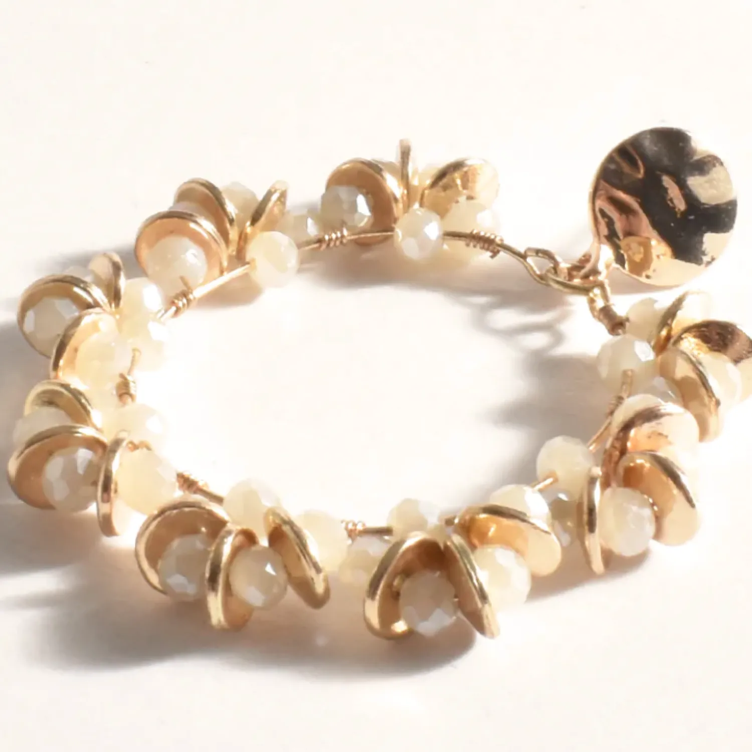 Pearl Bead Wreath Front Earrings - Gold - AD4 Jewellery