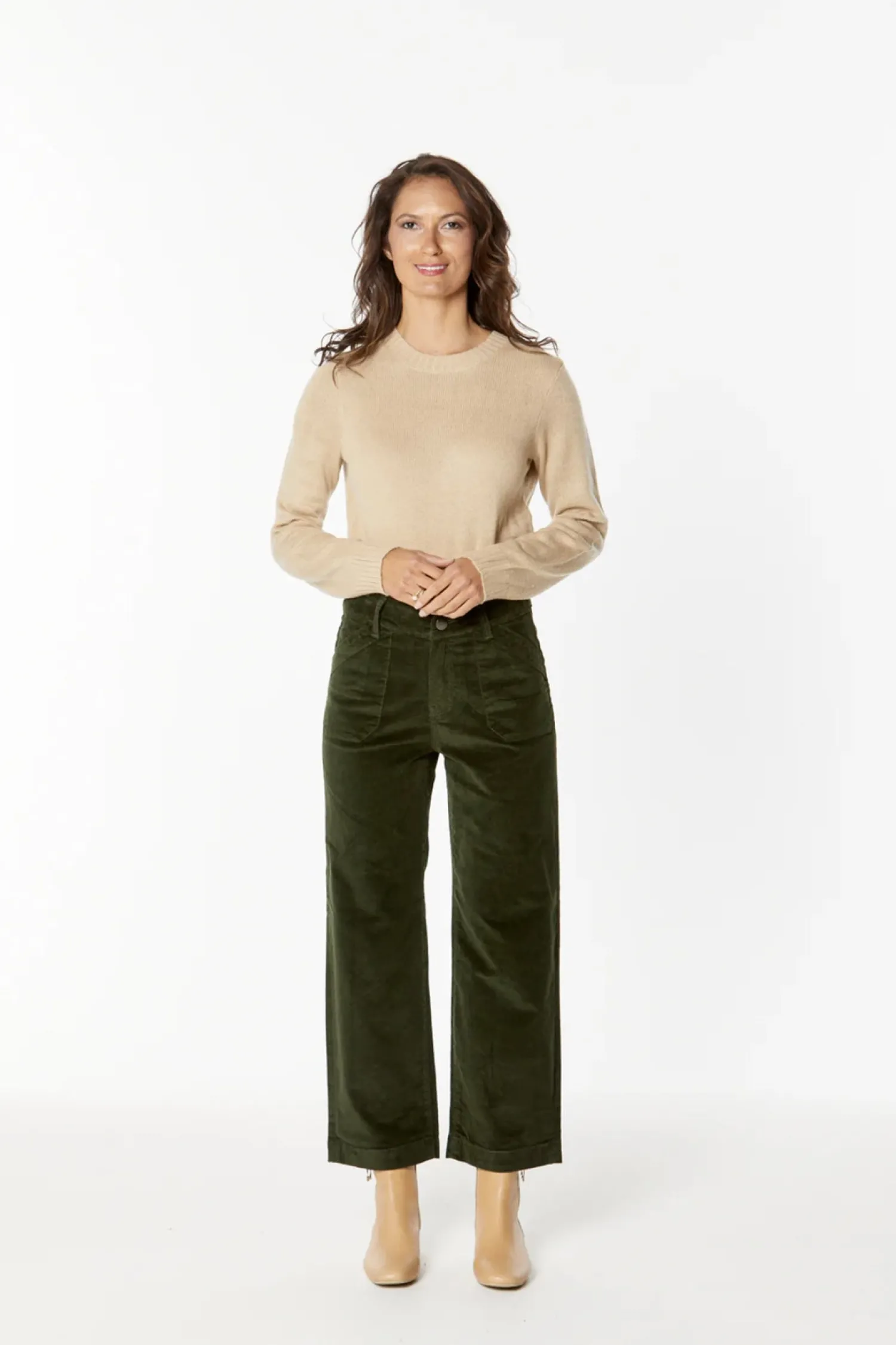 Penrith Corduroy Pant - Olive - NLJ32 Ladies Pants