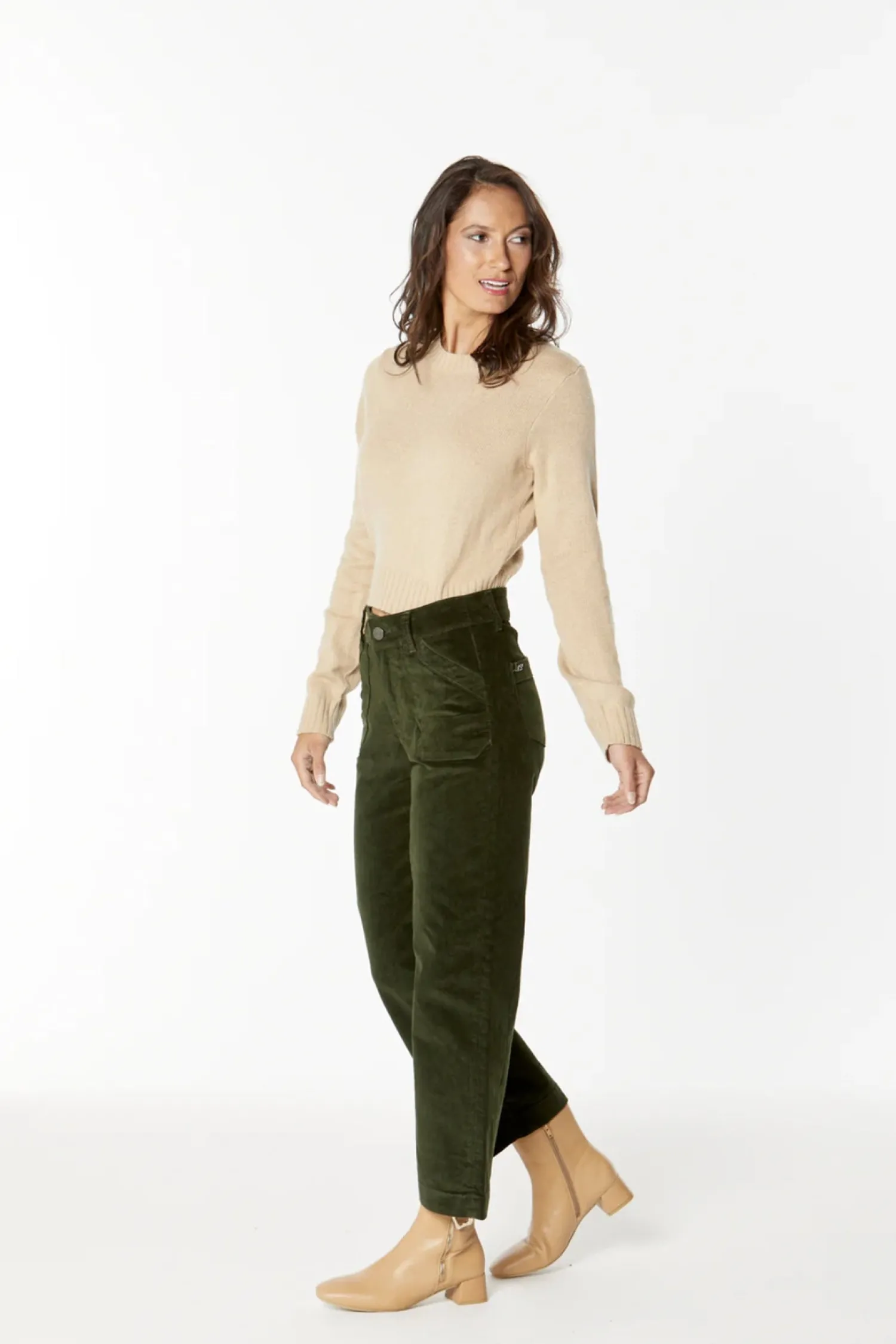 Penrith Corduroy Pant - Olive - NLJ32 Ladies Pants